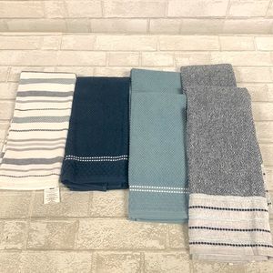 Sabrina Cotton 7-Piece Kitchen Towel Set, Blue/White